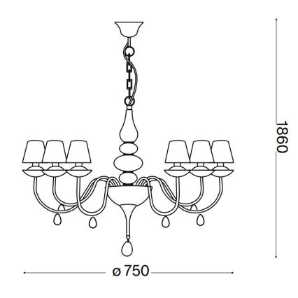 Ideal Lux - Lustra ar ķēdi BLANCHE 6xE14/40W/230V d. 75 cm balta