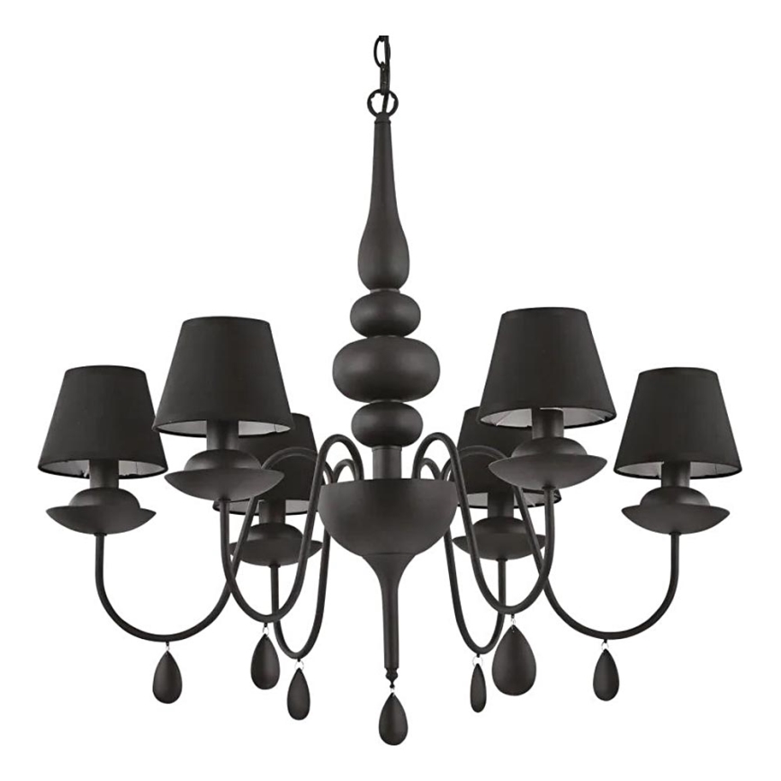 Ideal Lux - Lustra ar ķēdi BLANCHE 6xE14/4W/230V d. 75 cm melna