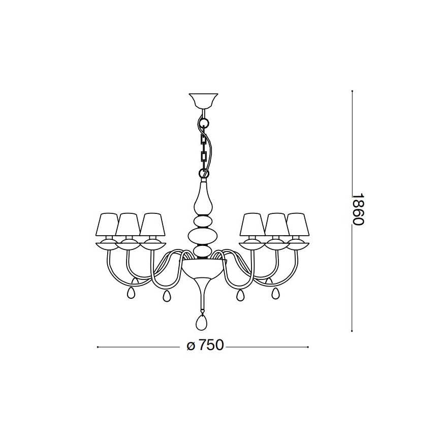 Ideal Lux - Lustra ar ķēdi BLANCHE 6xE14/4W/230V d. 75 cm melna