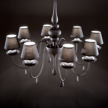 Ideal Lux - Lustra ar ķēdi BLANCHE 8xE14/40W/230V d. 92 cm melna