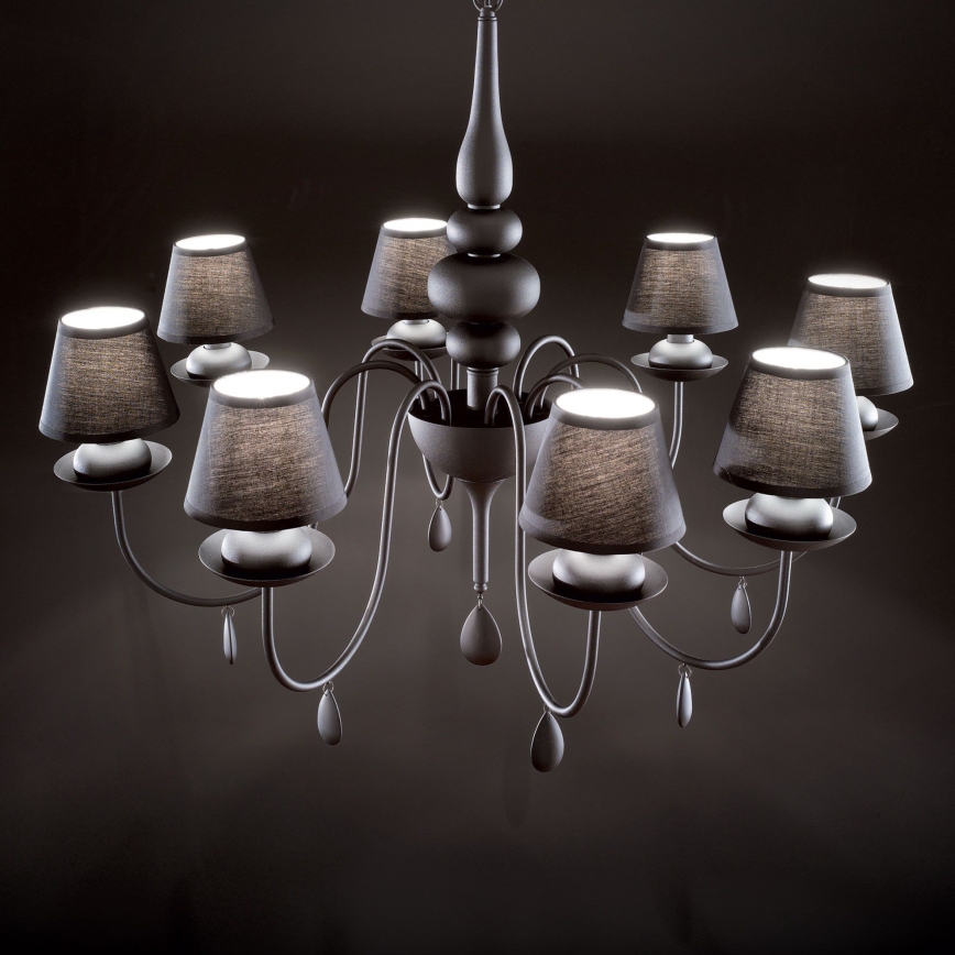 Ideal Lux - Lustra ar ķēdi BLANCHE 8xE14/40W/230V d. 92 cm melna