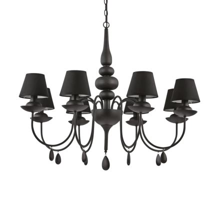 Ideal Lux - Lustra ar ķēdi BLANCHE 8xE14/40W/230V d. 92 cm melna