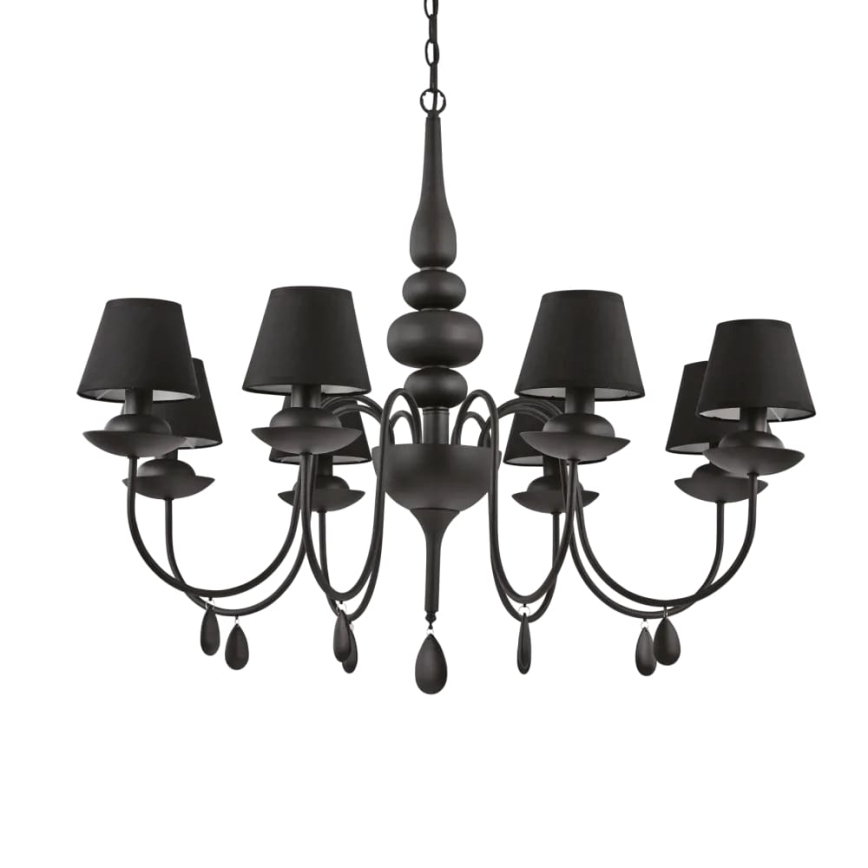 Ideal Lux - Lustra ar ķēdi BLANCHE 8xE14/40W/230V d. 92 cm melna
