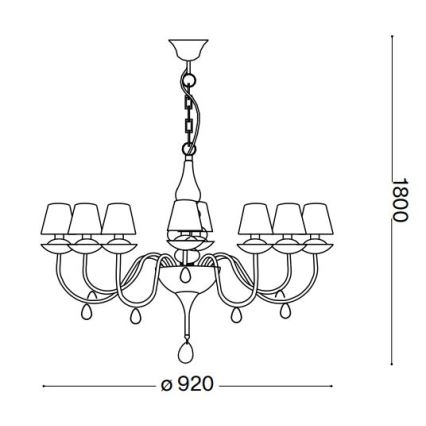 Ideal Lux - Lustra ar ķēdi BLANCHE 8xE14/40W/230V d. 92 cm melna