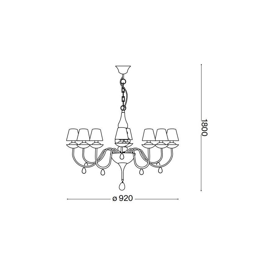 Ideal Lux - Lustra ar ķēdi BLANCHE 8xE14/40W/230V d. 92 cm melna