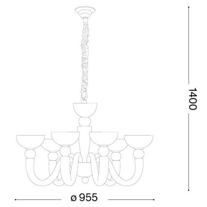 Ideal Lux - lustra ar ķēdi BON BON 8xE14/28W/230V Ø 95,5 cm balta
