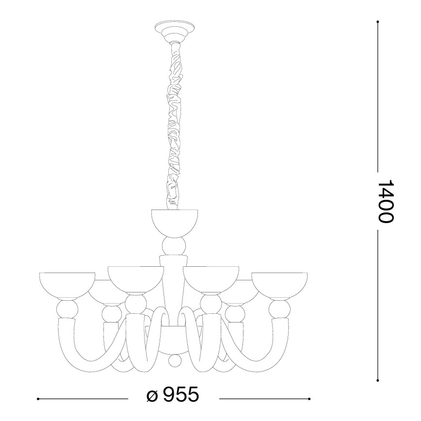 Ideal Lux - lustra ar ķēdi BON BON 8xE14/28W/230V Ø 95,5 cm balta