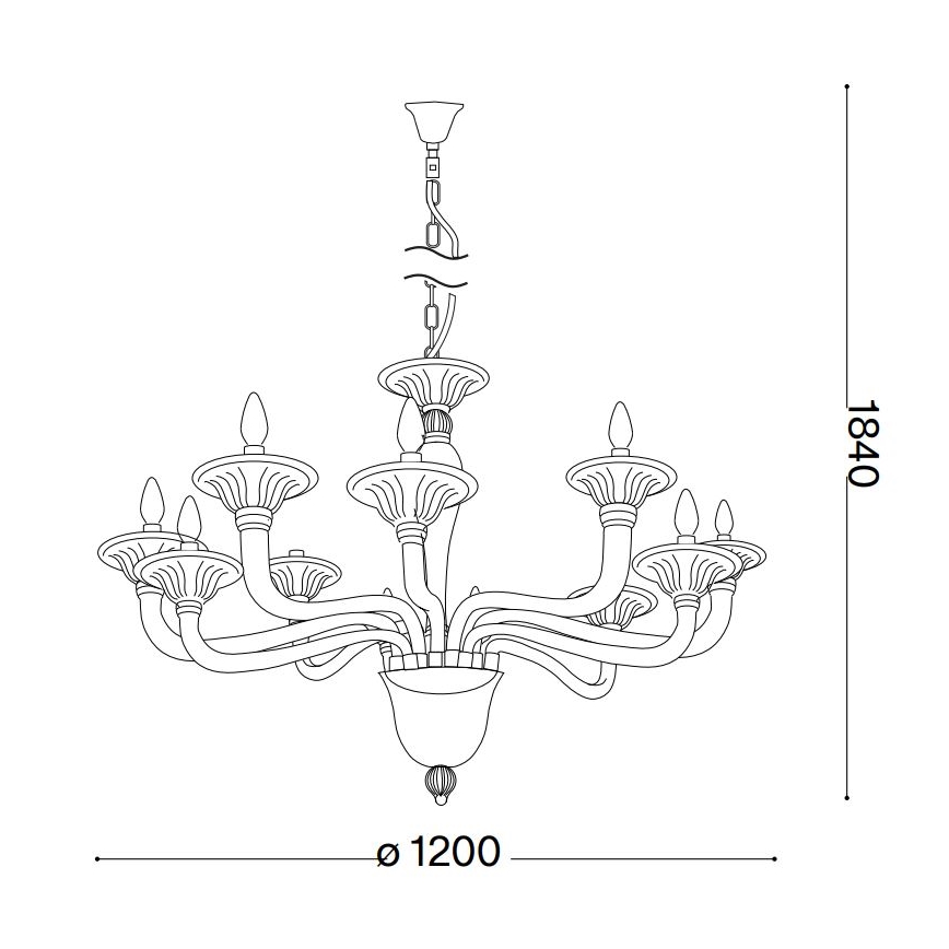 Ideal Lux - Lustra ar ķēdi BRIGITTA 12xE14/40W/230V d. 120 cm caurspīdīga