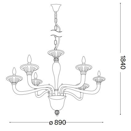 Ideal Lux - Lustra ar ķēdi BRIGITTA 8xE14/40W/230V d. 89 cm misiņš