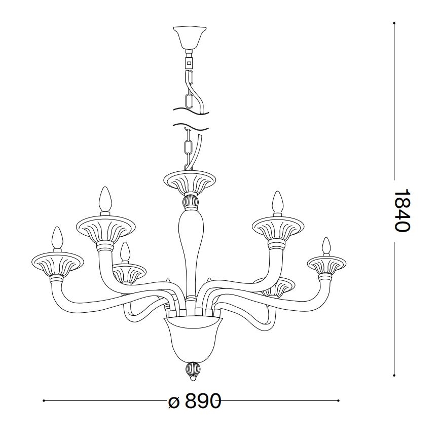 Ideal Lux - Lustra ar ķēdi BRIGITTA 8xE14/40W/230V d. 89 cm misiņš