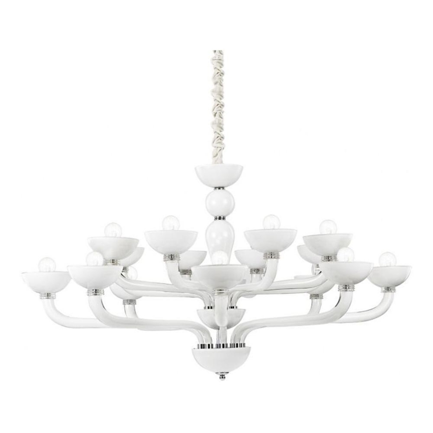 Ideal Lux - Lustra ar ķēdi CASANOVA 16xE14/40W/230V d. 120 cm balta