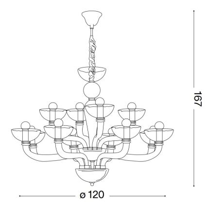 Ideal Lux - Lustra ar ķēdi CASANOVA 16xE14/40W/230V d. 120 cm balta