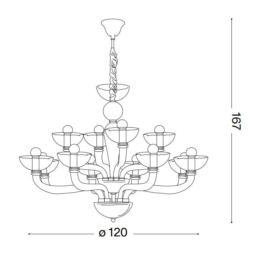 Ideal Lux - Lustra ar ķēdi CASANOVA 16xE14/40W/230V d. 120 cm caurspīdīga