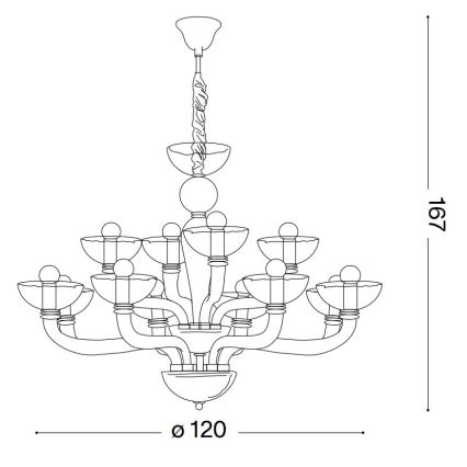 Ideal Lux - Lustra ar ķēdi CASANOVA 16xE14/40W/230V d. 120 cm pelēka