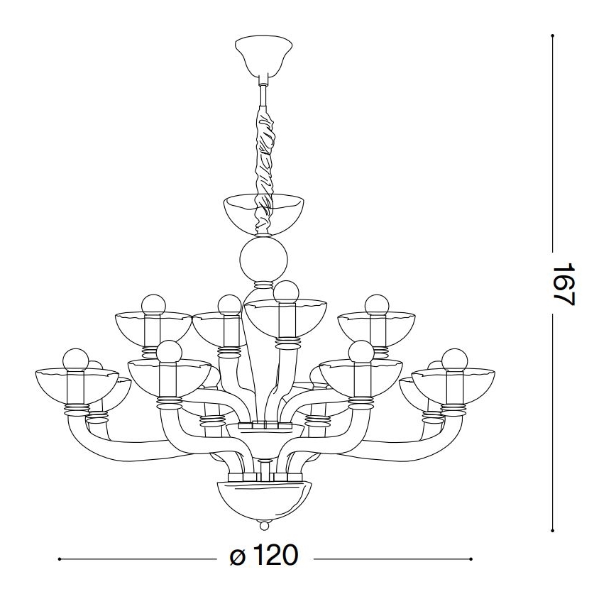 Ideal Lux - Lustra ar ķēdi CASANOVA 16xE14/40W/230V d. 120 cm pelēka