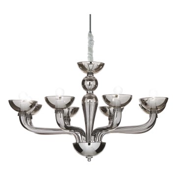 Ideal Lux - Lustra ar ķēdi CASANOVA 8xE14/40W/230V d. 88 cm pelēka