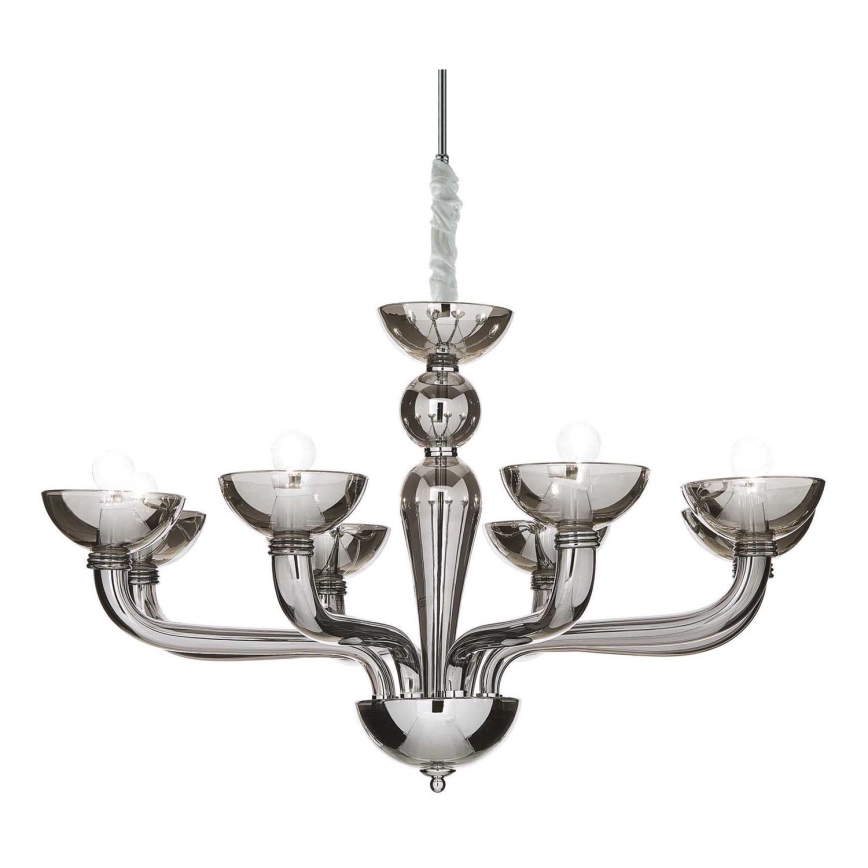 Ideal Lux - Lustra ar ķēdi CASANOVA 8xE14/40W/230V d. 88 cm pelēka