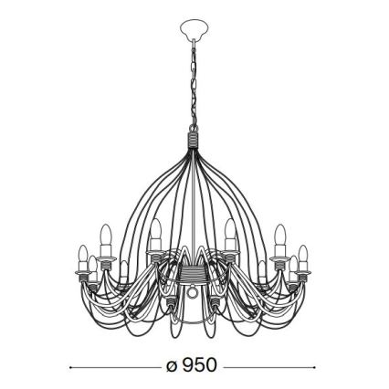 Ideal Lux - Lustra ar ķēdi CORTE 12xE14/40W/230V d. 95 cm varš