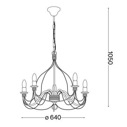 Ideal Lux - Lustra ar ķēdi CORTE 5xE14/40W/230V d. 54 cm varš