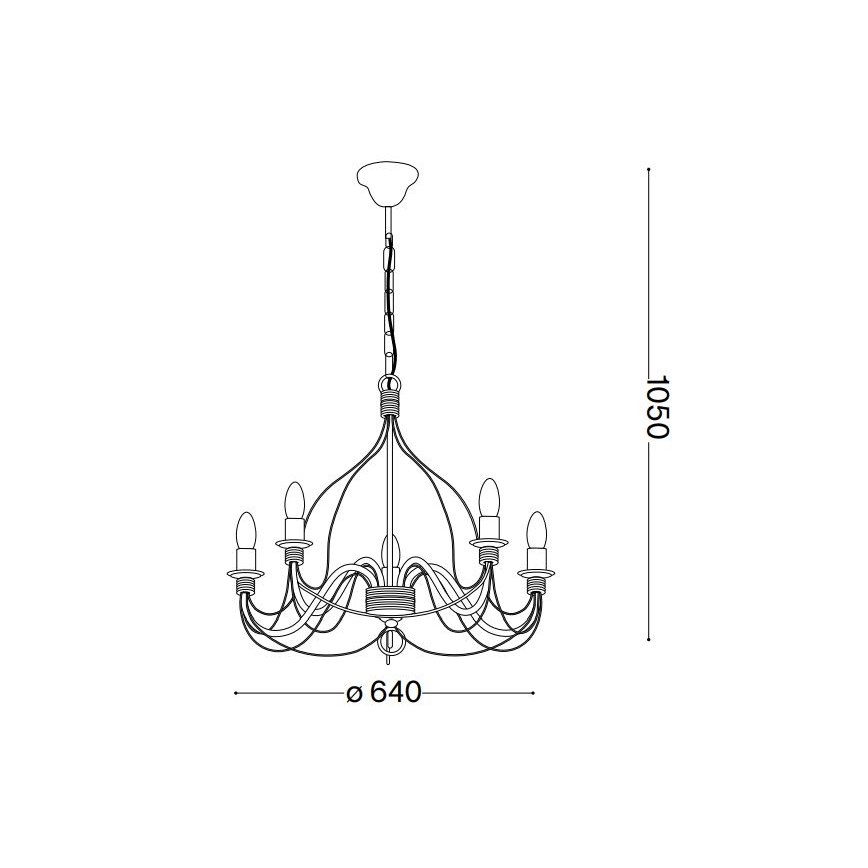 Ideal Lux - Lustra ar ķēdi CORTE 5xE14/40W/230V d. 54 cm varš
