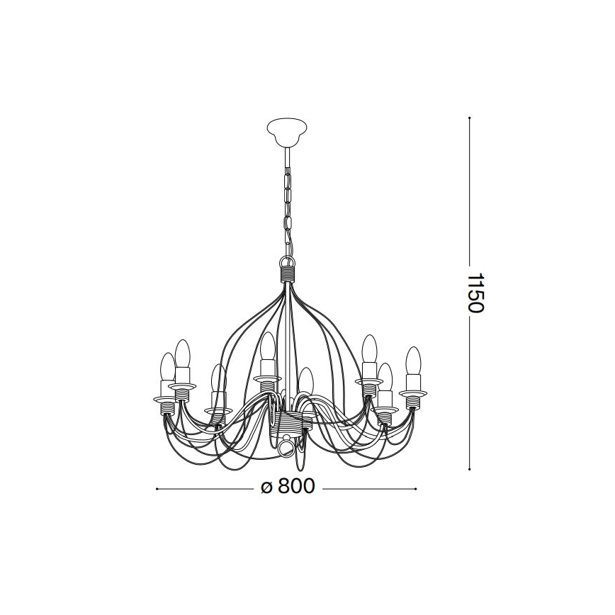 Ideal Lux - Lustra ar ķēdi CORTE 8xE14/40W/230V d. 80 cm varš