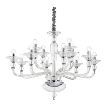 Ideal Lux - Lustra ar ķēdi DANIELI 12xE14/40W/230V d. 94 cm caurspīdīga