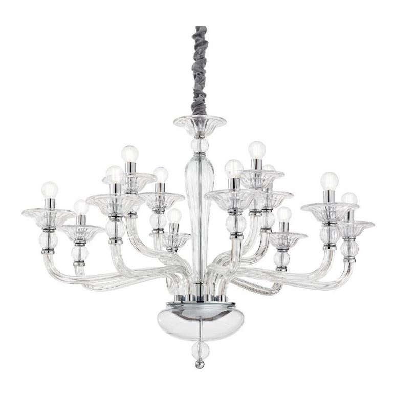 Ideal Lux - Lustra ar ķēdi DANIELI 12xE14/40W/230V d. 94 cm caurspīdīga