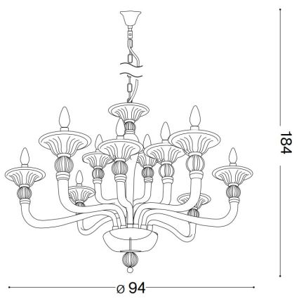 Ideal Lux - Lustra ar ķēdi DANIELI 12xE14/40W/230V d. 94 cm caurspīdīga