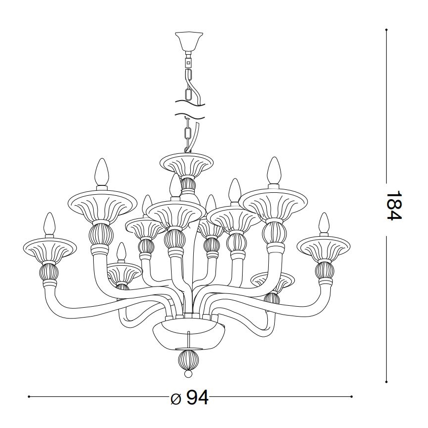 Ideal Lux - Lustra ar ķēdi DANIELI 12xE14/40W/230V d. 94 cm caurspīdīga
