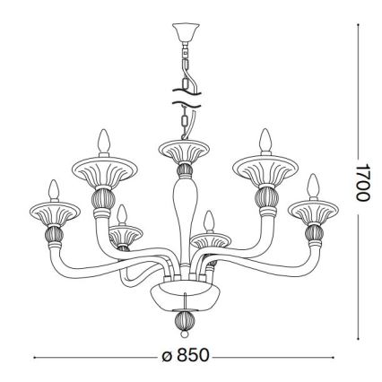 Ideal Lux - Lustra ar ķēdi DANIELI 6xE14/40W/230V d. 85 cm misiņš