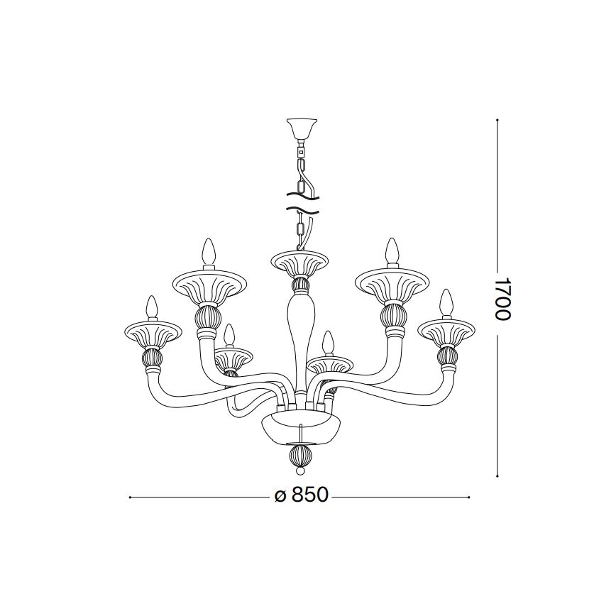 Ideal Lux - Lustra ar ķēdi DANIELI 6xE14/40W/230V d. 85 cm misiņš