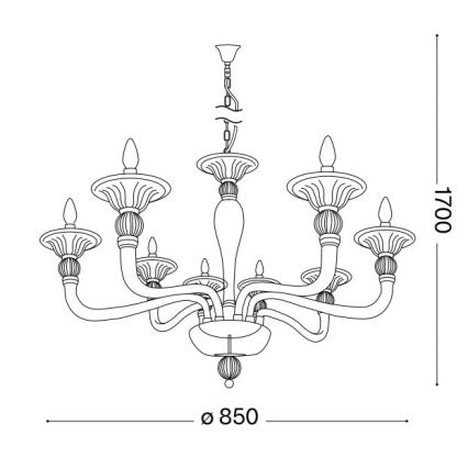 Ideal Lux - Lustra ar ķēdi DANIELI 8xE14/40W/230V d. 85 cm misiņš