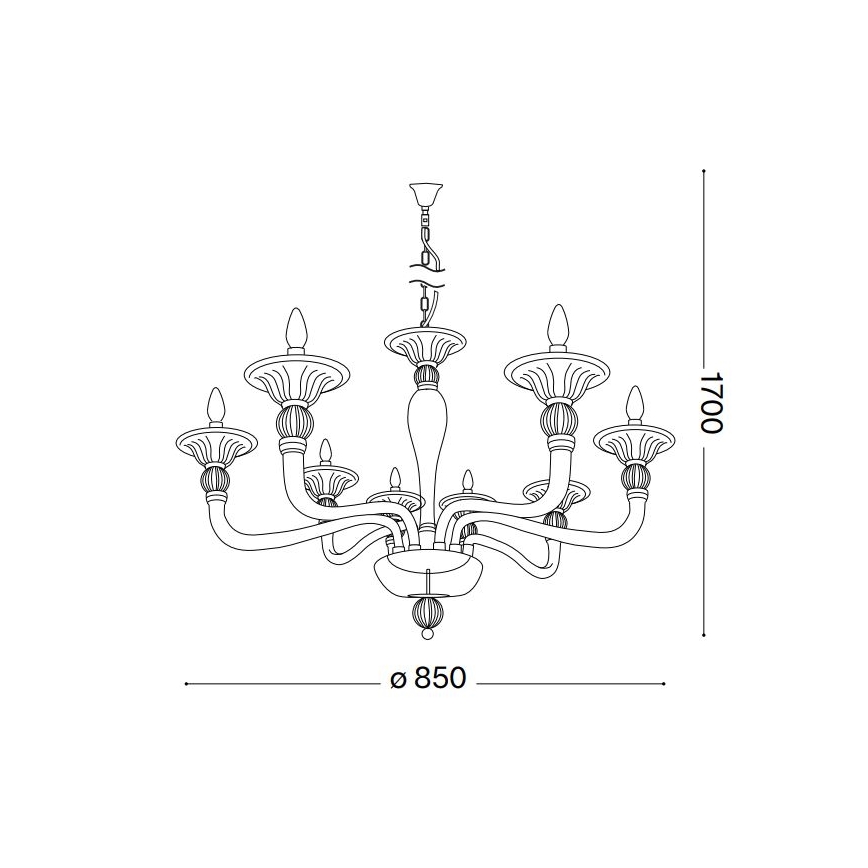 Ideal Lux - Lustra ar ķēdi DANIELI 8xE14/40W/230V d. 85 cm misiņš
