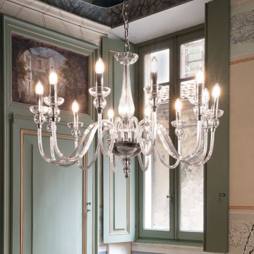 Ideal Lux - Lustra ar ķēdi DOGE 12xE14/40W/230V d. 91 cm spīdīgi hromēts