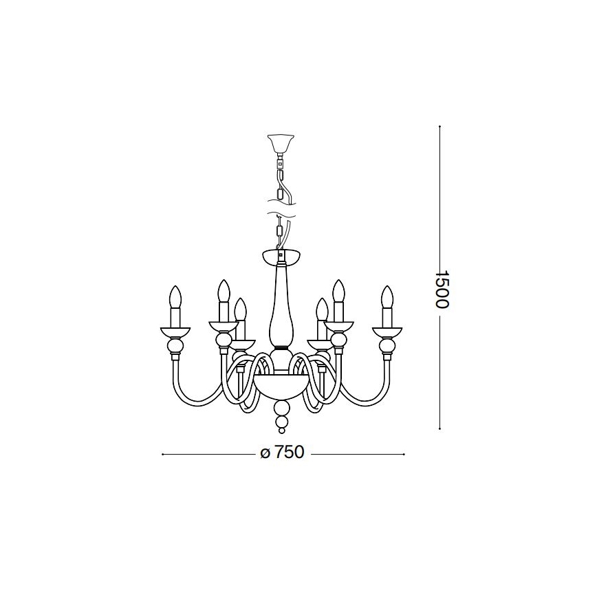 Ideal Lux - Lustra ar ķēdi DOGE 6xE14/40W/230V d. 75 cm spīdīgi hromēts