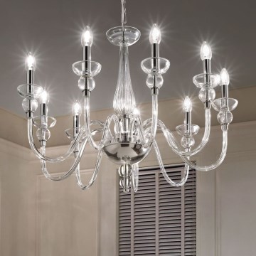 Ideal Lux - Lustra ar ķēdi DOGE 9xE14/40W/230V d. 75 cm spīdīgi hromēts