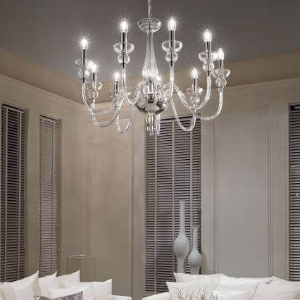 Ideal Lux - Lustra ar ķēdi DOGE 9xE14/40W/230V d. 75 cm spīdīgi hromēts