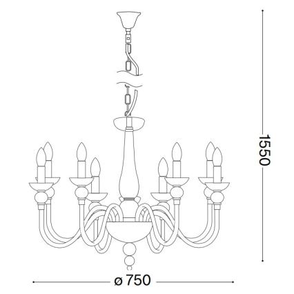 Ideal Lux - Lustra ar ķēdi DOGE 9xE14/40W/230V d. 75 cm spīdīgi hromēts