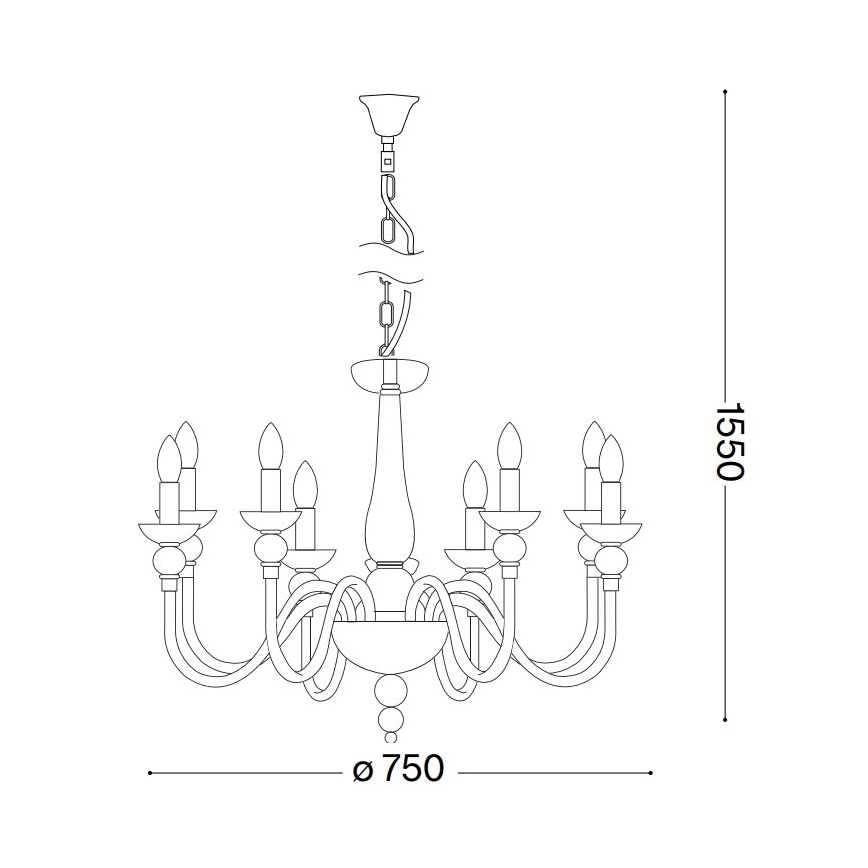 Ideal Lux - Lustra ar ķēdi DOGE 9xE14/40W/230V d. 75 cm spīdīgi hromēts