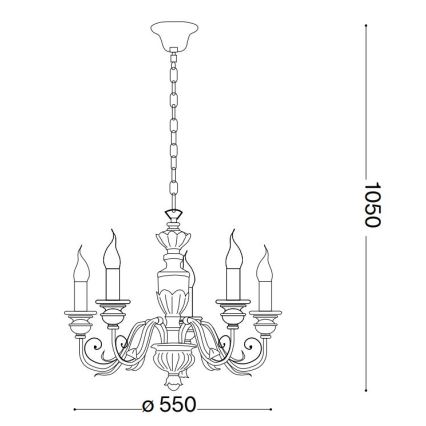 Ideal Lux - Lustra ar ķēdi FIRENZE 5xE14/40W/230V d. 55 cm balta/zelta