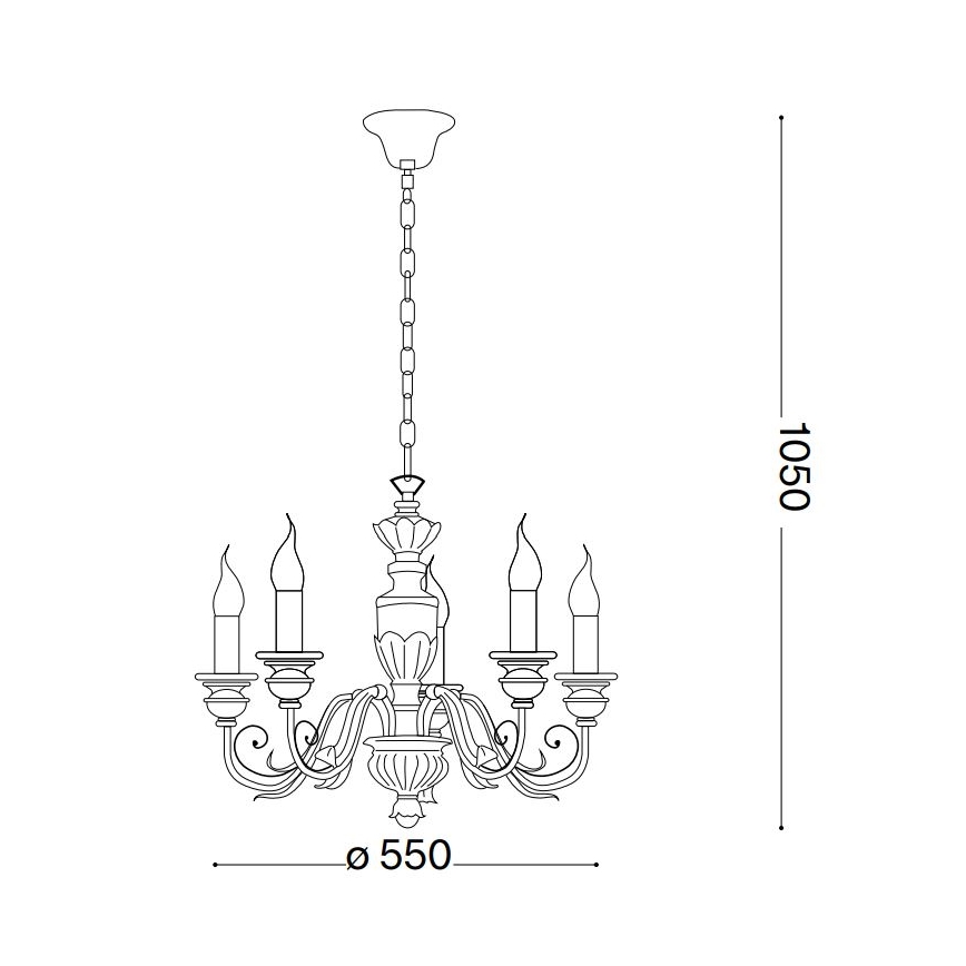 Ideal Lux - Lustra ar ķēdi FIRENZE 5xE14/40W/230V d. 55 cm balta/zelta