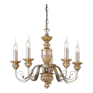 Ideal Lux - Lustra ar ķēdi FIRENZE 5xE14/40W/230V d. 55 cm zelta