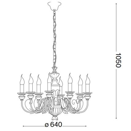 Ideal Lux - Lustra ar ķēdi FIRENZE 8xE14/40W/230V d. 64 cm balta/zelta