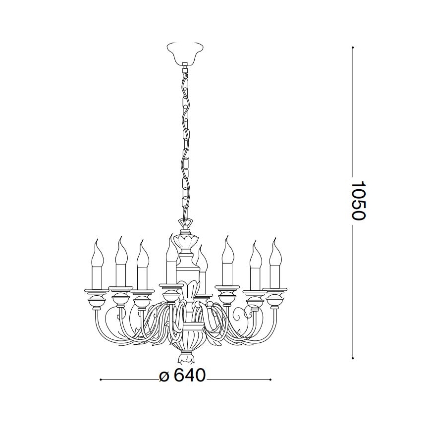 Ideal Lux - Lustra ar ķēdi FIRENZE 8xE14/40W/230V d. 64 cm balta/zelta