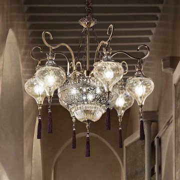 Ideal Lux - Lustra ar ķēdi HAREM 9xE27/60W/230V d. 75 cm misiņš