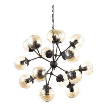 Ideal Lux - Lustra ar ķēdi KEPLER 18xE27/42W/230V d. 69 cm melna/dūmakains