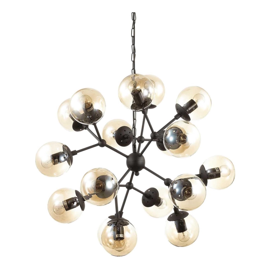 Ideal Lux - Lustra ar ķēdi KEPLER 18xE27/42W/230V d. 69 cm melna/dūmakains