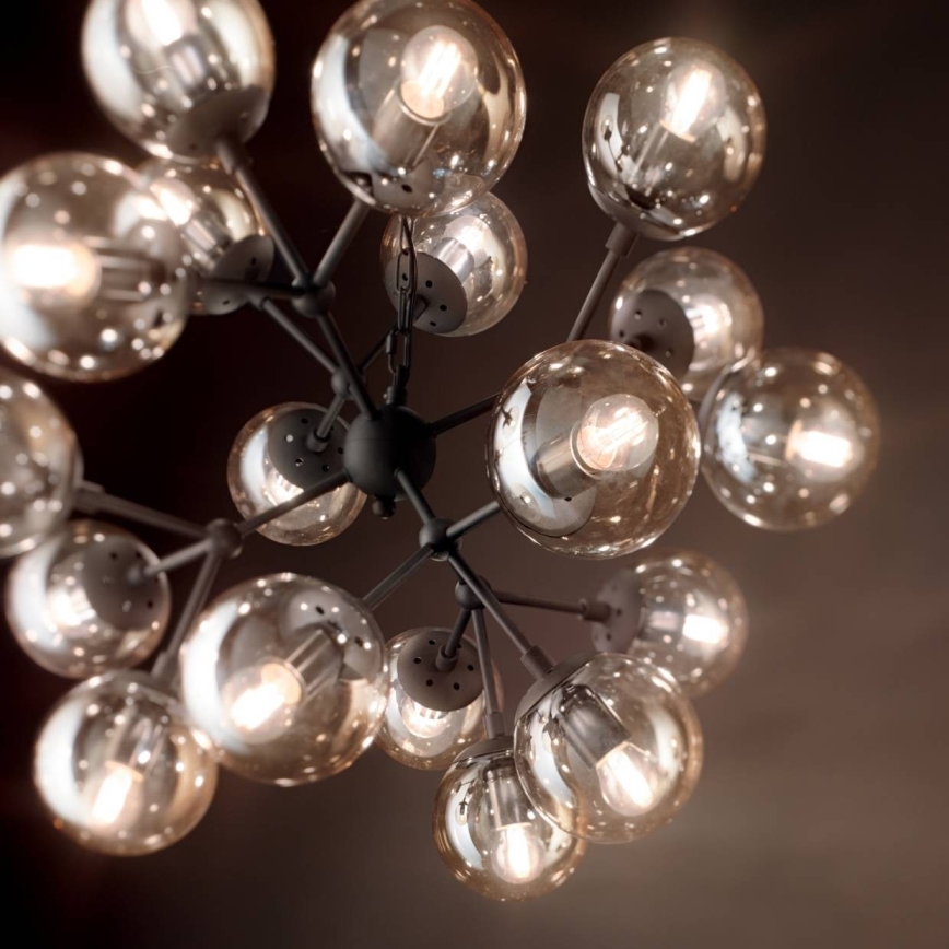 Ideal Lux - Lustra ar ķēdi KEPLER 18xE27/42W/230V d. 69 cm melna/dūmakains