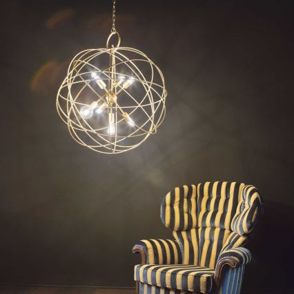 Ideal Lux - Lustra ar ķēdi KONSE 7xE27/60W/230V Ø 80 cm zelta krāsā