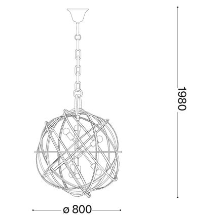 Ideal Lux - Lustra ar ķēdi KONSE 7xE27/60W/230V Ø 80 cm zelta krāsā